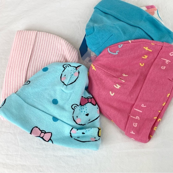 New Gerber 5-Pack Baby Girls Bear Caps 100% Cotton OEKO-TEX - Picture 3 of 4